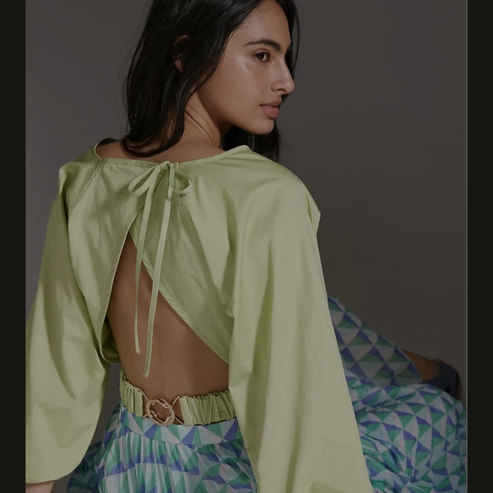 Open back blouse aureta studios anthropologie nwt